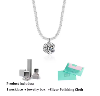 Moissanite 6 Prong Crown Pendant Necklace Real S925 Sterling Silver Sparkling Cauliflower Chain Fine Jewellery.