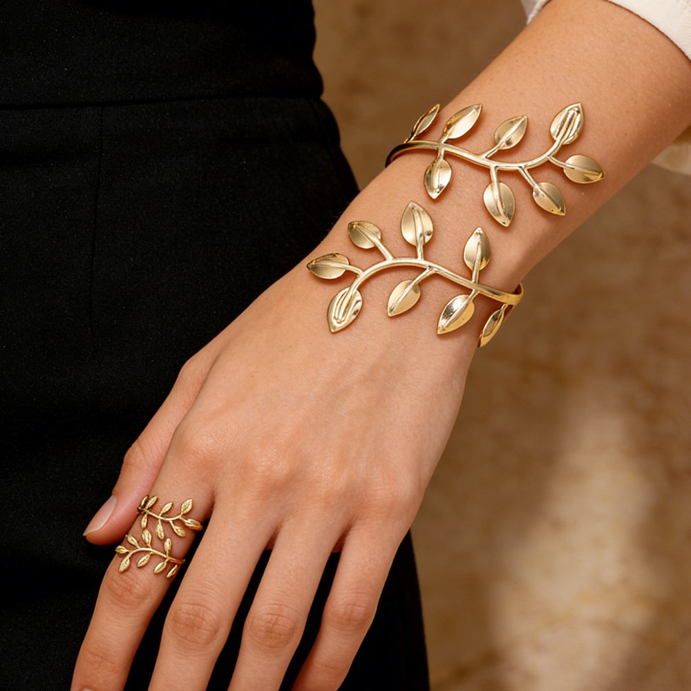Adjustable Open Bracelet and Ring Jewellery Set.