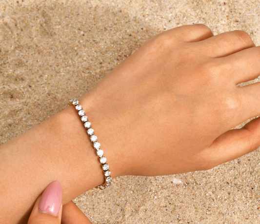 Classic Charm Tennis Bracelet, AAA Zircon Stainless Steel Chain Bracelet, Jewellery Waterproof.