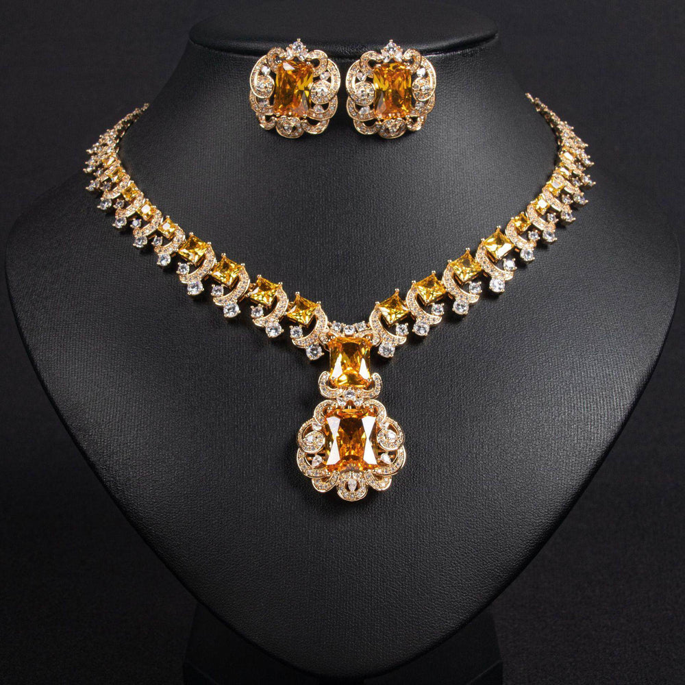 Vintage Zircon Necklace and Earring Set