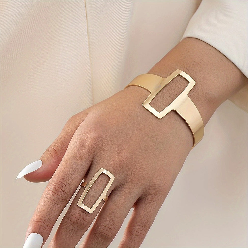 Adjustable Open Bracelet and Ring Jewellery Set.