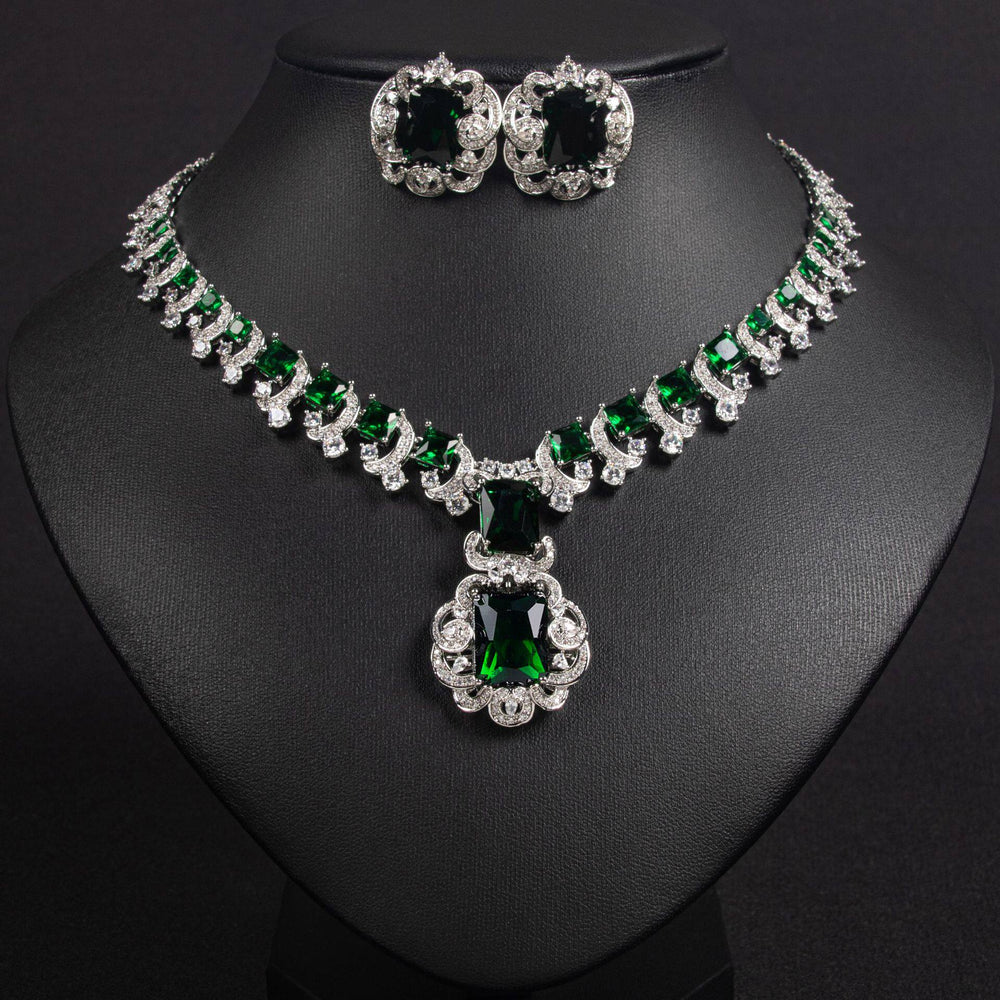 Vintage Zircon Necklace and Earring Set
