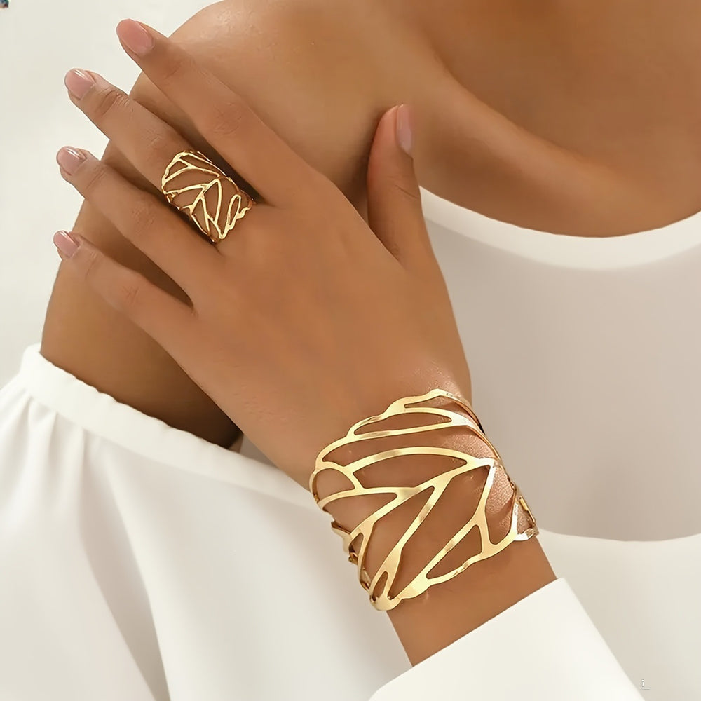 Adjustable Open Bracelet and Ring Jewellery Set.