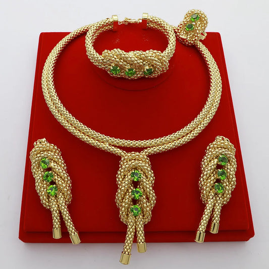 Trendy Jewelry Set for Women Hip Hop Necklace Bracelet Earrings Dubai Gold Plated Fashion Personalized Jewellery for Party Gifts
