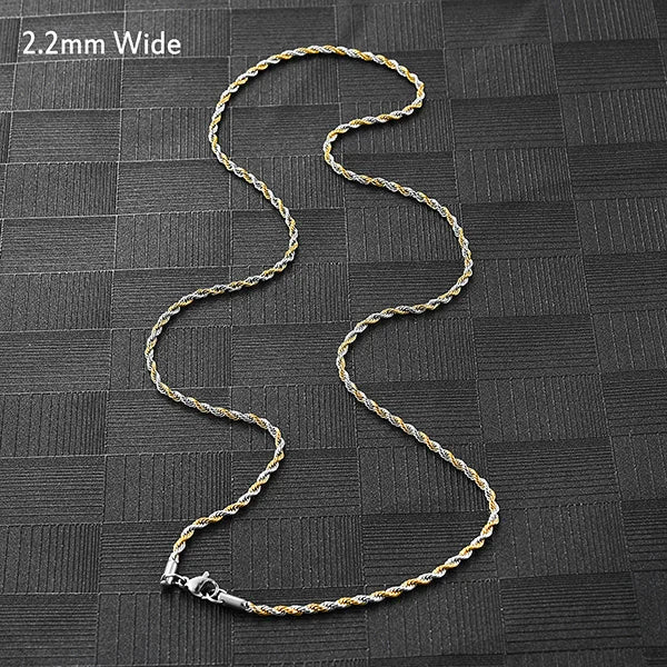 Men's Twisted Neck Rope Chain Stainless Steel Necklace for Women Punk Boy Silver and Gold Color Metal Jewelry Accessories Choker