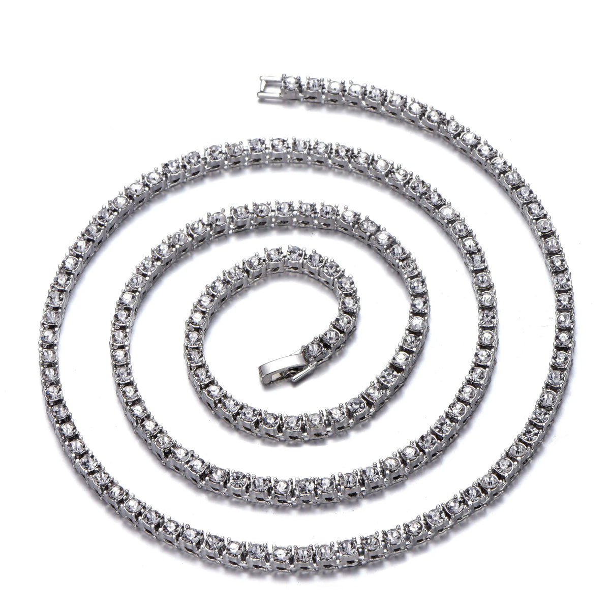 4MM Chain Iced Out Bracelet Necklace Men Fashion Jewellery Gift.