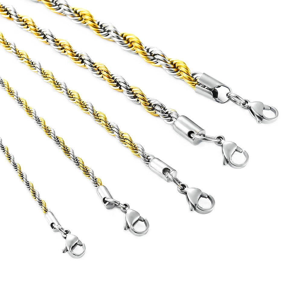 Men's Twisted Neck Rope Chain Stainless Steel Necklace for Women Punk Boy Silver and Gold Color Metal Jewelry Accessories Choker