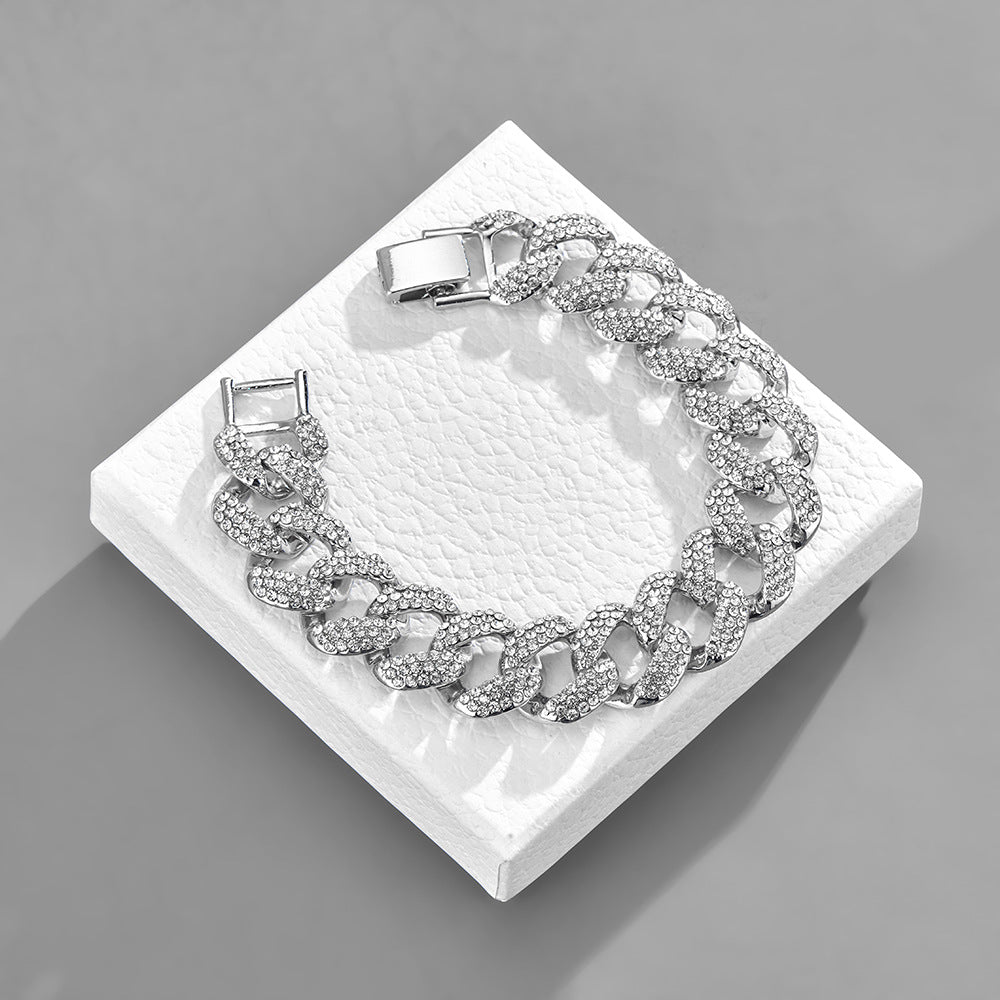 17mm Bubble Cuban Necklace Bubble Dense Diamond Personality Fashion Necklace Bracelet Set Cross-border Hot Hip Hop Jewelry
