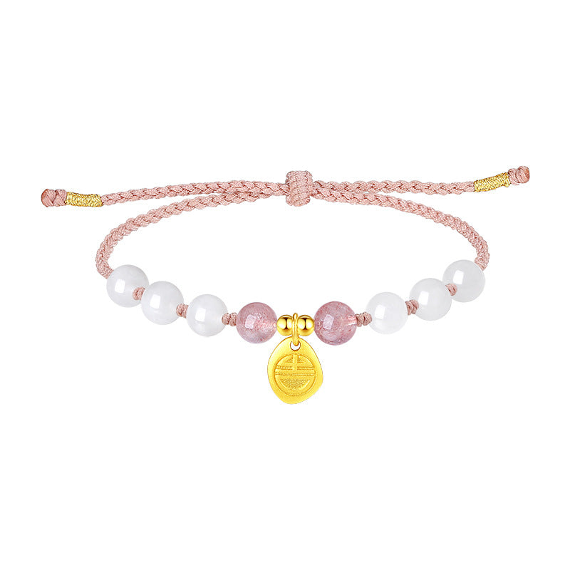 Fujian and Guangdong S925 Sterling Silver Beaded Bracelet with Hetian Jade and Crystal Beads, Women's Handmade Original Design, Chinese Style Jewelry