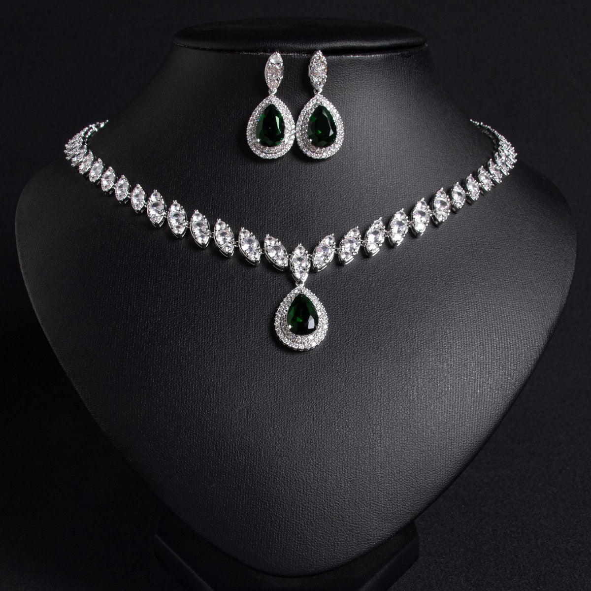 suit Water Drop Necklace and Earrings Zircon jewellery set Accessories