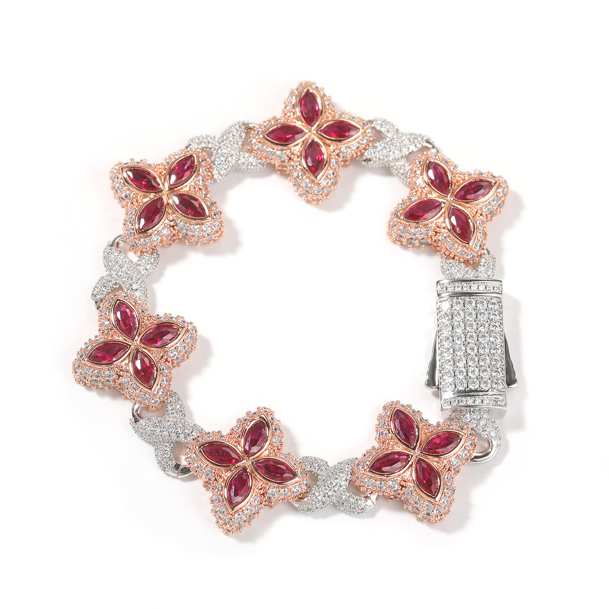 Four-Leaf Bracelet Fashionable Trendy Cool Handsome High-End 5A Zircon Colorful necklace .