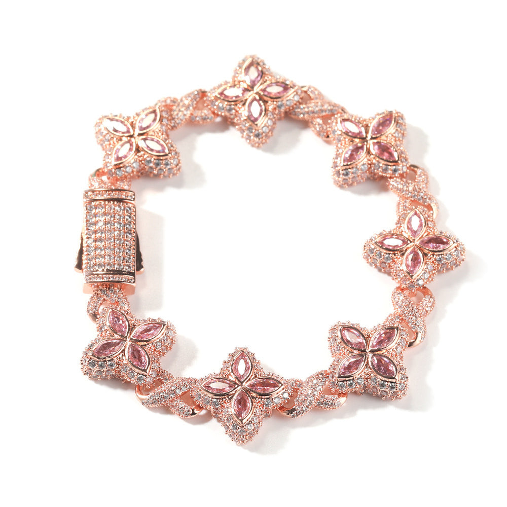Four-Leaf Bracelet Fashionable Trendy Cool Handsome High-End 5A Zircon Colorful necklace .