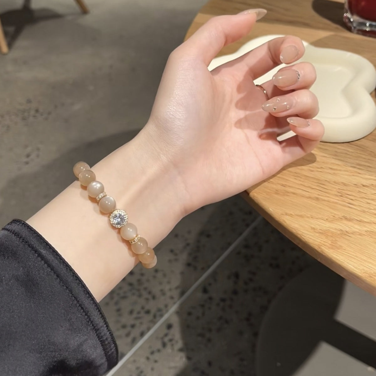 Natural Exquisite Orange Moonlight Money-Attracting Bead Bracelet, Original Stone Color, Sparkling Crystal, Gift for Girlfriend, High-End Bracelet