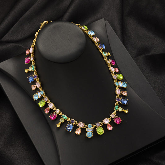Gold plated Crystal Necklaces Combination Color Luxury Design Advanced Clavicle.