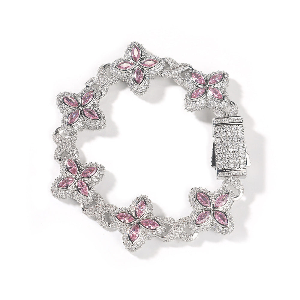 Four-Leaf Bracelet Fashionable Trendy Cool Handsome High-End 5A Zircon Colorful necklace .