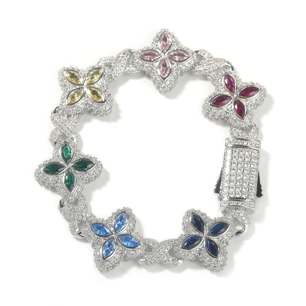 Four-Leaf Bracelet Fashionable Trendy Cool Handsome High-End 5A Zircon Colorful necklace .