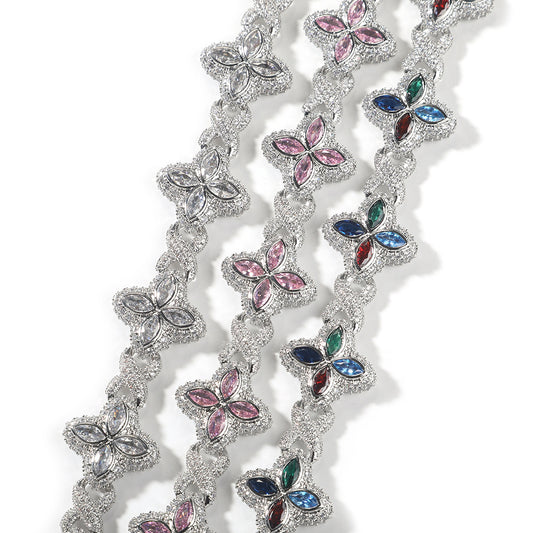 Four-Leaf Bracelet Fashionable Trendy Cool Handsome High-End 5A Zircon Colorful necklace .