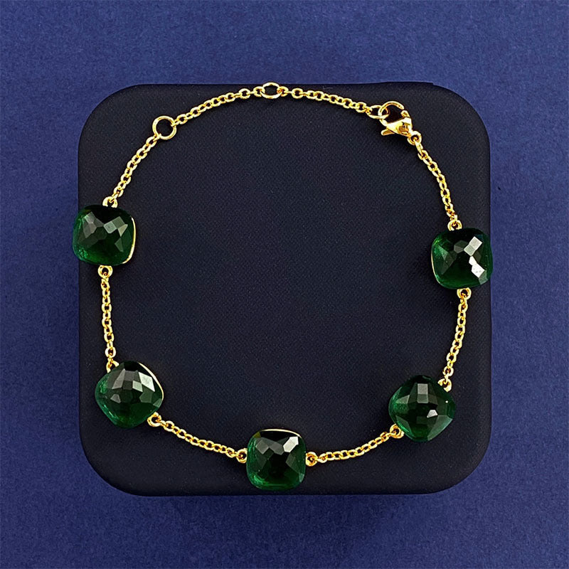 Cross-border New Japanese Style Small Fresh Square Crystal Gem Style Five Flower Bracelet Bracelet Simple Niche Original Design