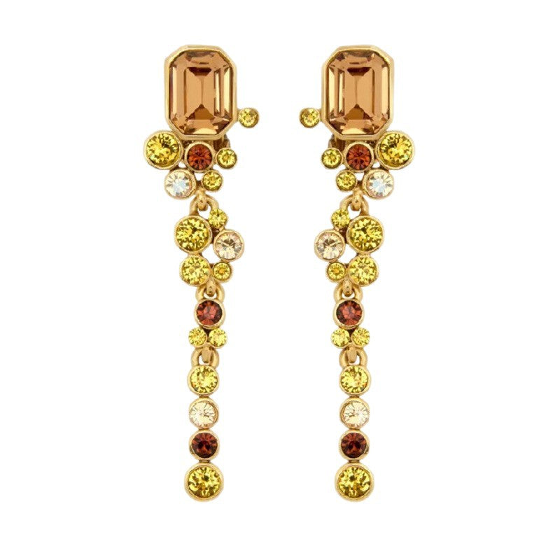 Oscar De La Renta European and American Retro Old Long Exaggerated Shoulder Sweep Ear Clip Elegant Niche Design