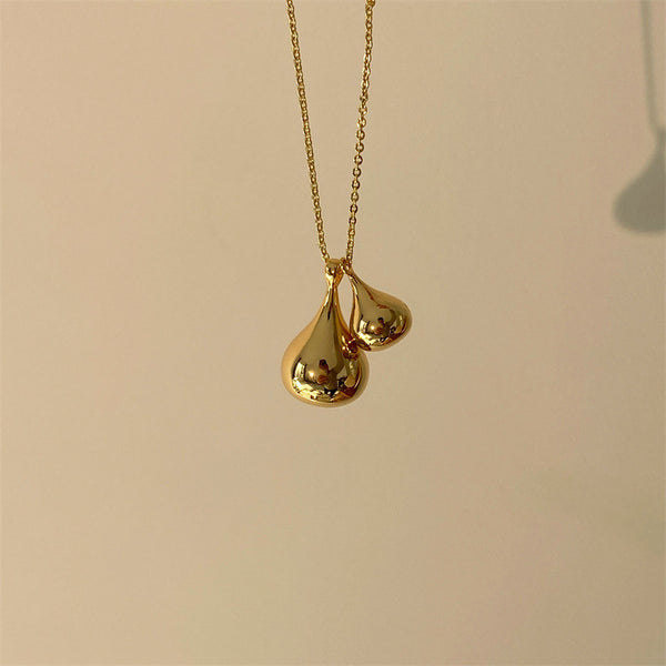 South Korea blogger same style water drop pendant necklace for Women New simple gentle fashionable all-match metal sweater chain necklace Alternate View