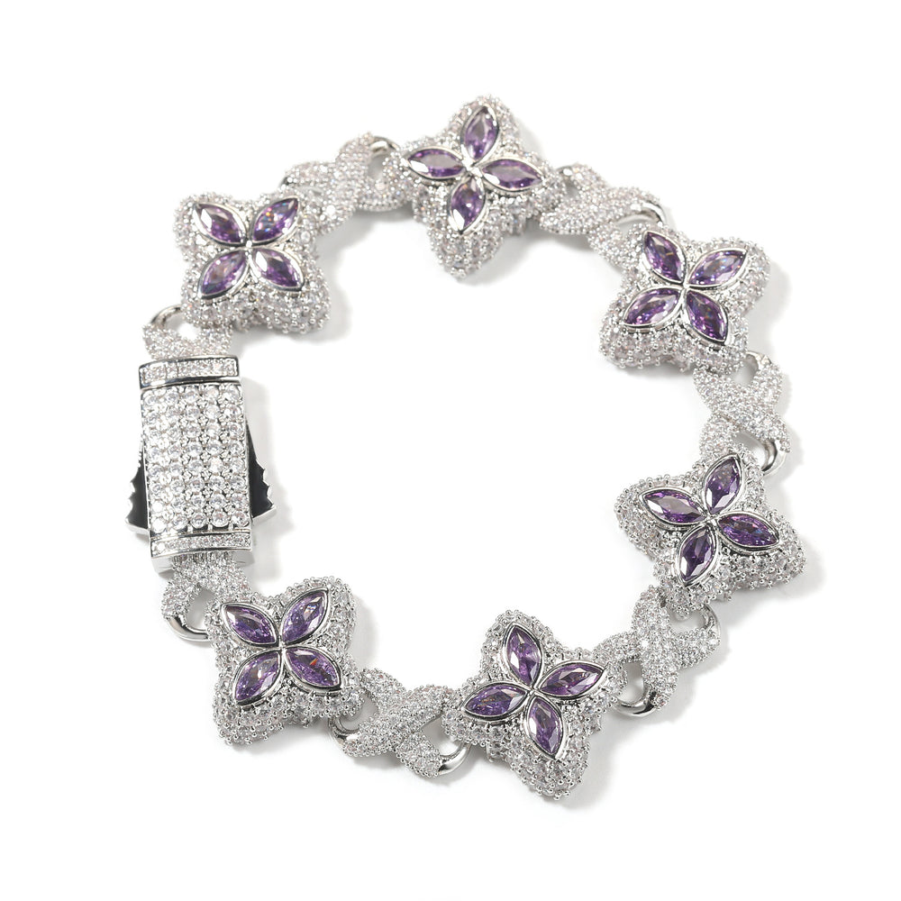 Four-Leaf Bracelet Fashionable Trendy Cool Handsome High-End 5A Zircon Colorful necklace .