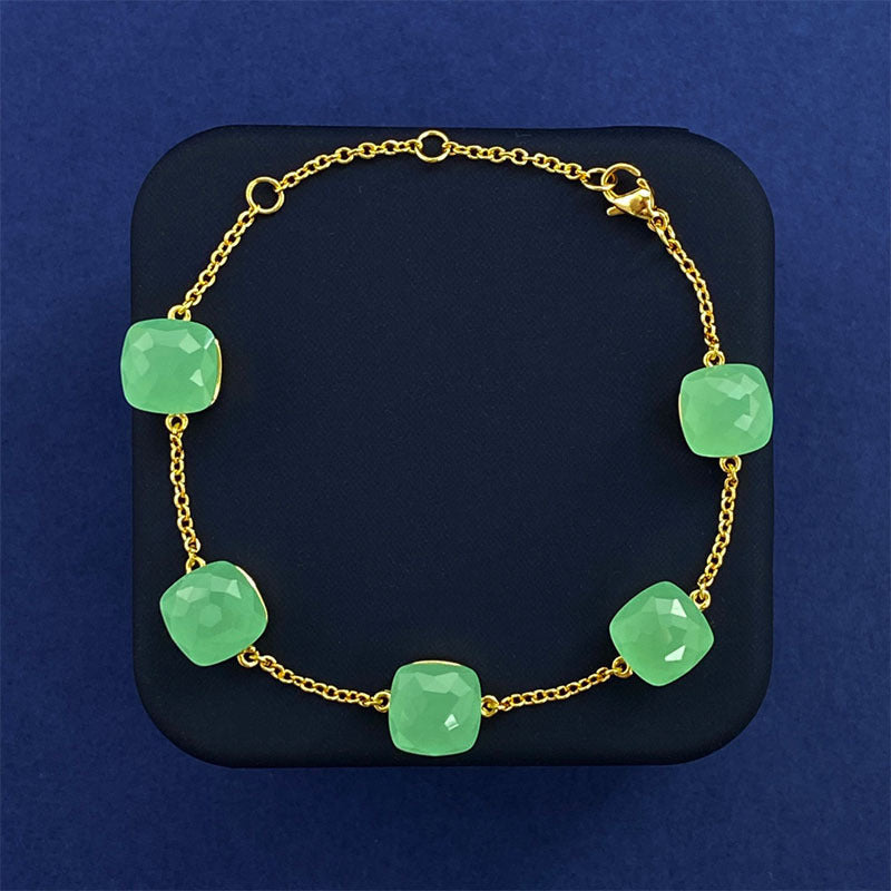 Cross-border New Japanese Style Small Fresh Square Crystal Gem Style Five Flower Bracelet Bracelet Simple Niche Original Design