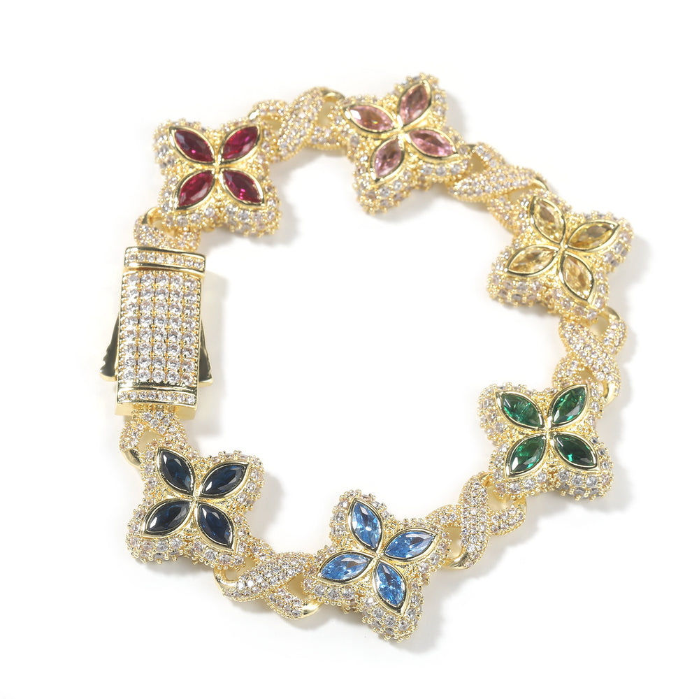 Four-Leaf Bracelet Fashionable Trendy Cool Handsome High-End 5A Zircon Colorful necklace .