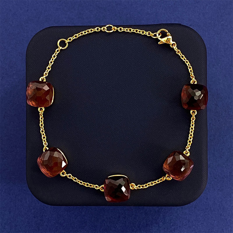 Cross-border New Japanese Style Small Fresh Square Crystal Gem Style Five Flower Bracelet Bracelet Simple Niche Original Design