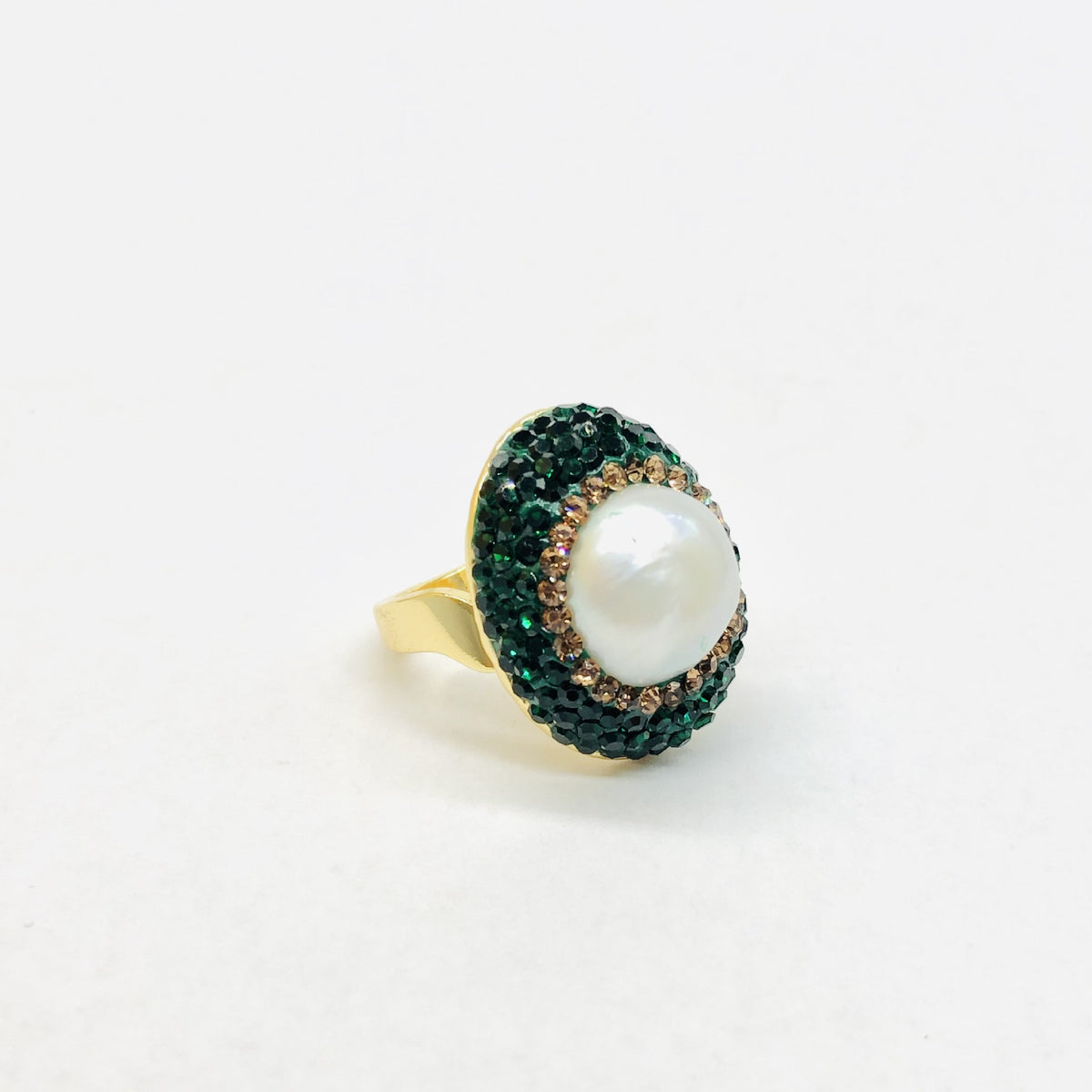 Natural Baroque Pearl Green Czech Diamond suit, Light Luxury Four-piece Jewellery.