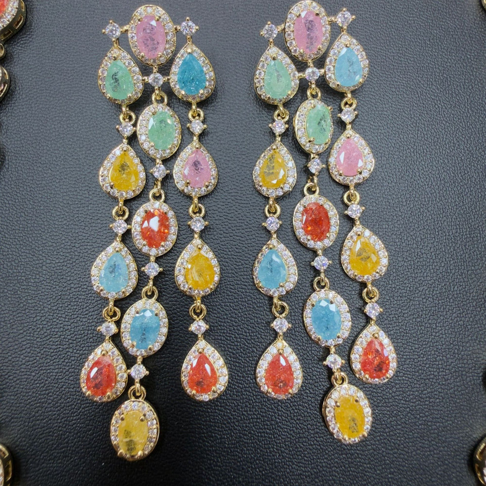 Water Drop Shape Full of Zirconia, Temperament, High-End Luxury Necklace jewellery Set