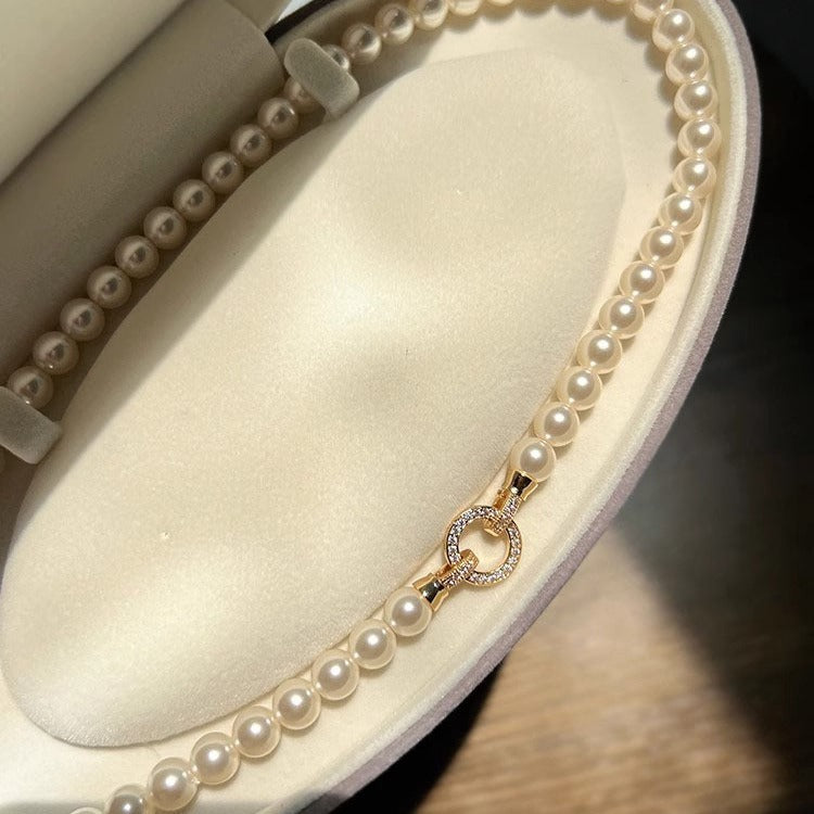 Imitation Pearl Crystal Pearl Necklace, Luxury jewellery.