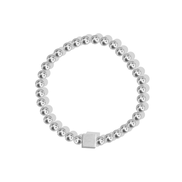 999 Pure Silver Light Bead Square Bracelet Sterling Silver Light Bead Elastic Rope Bracelet with Adjustable Length and Any DIY Bracelet Alternate View