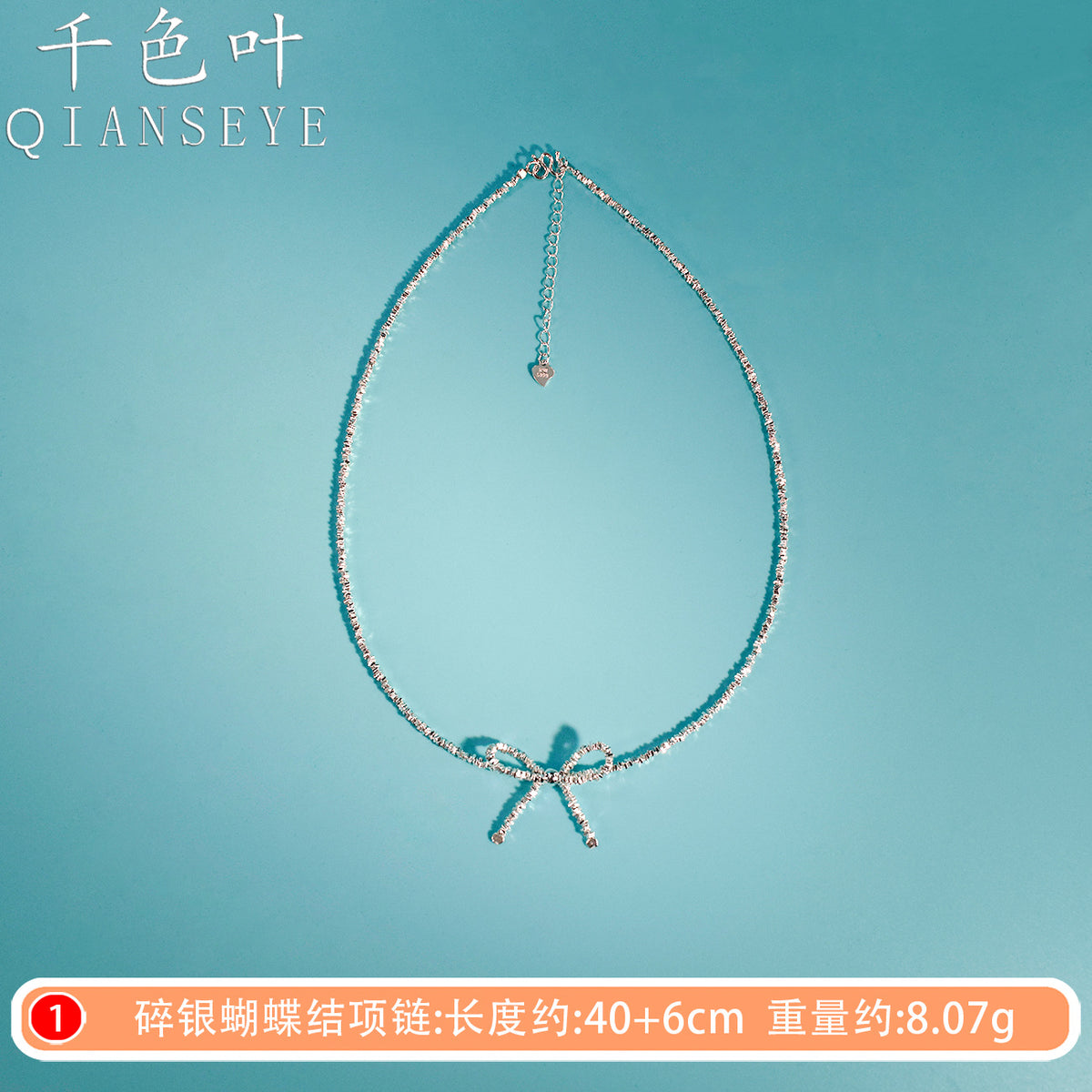Foot Silver 999 Broken Silver Bow Necklace Korean Niche Design Broken Silver Bow Necklace Clavicle Chain Necklace Chain