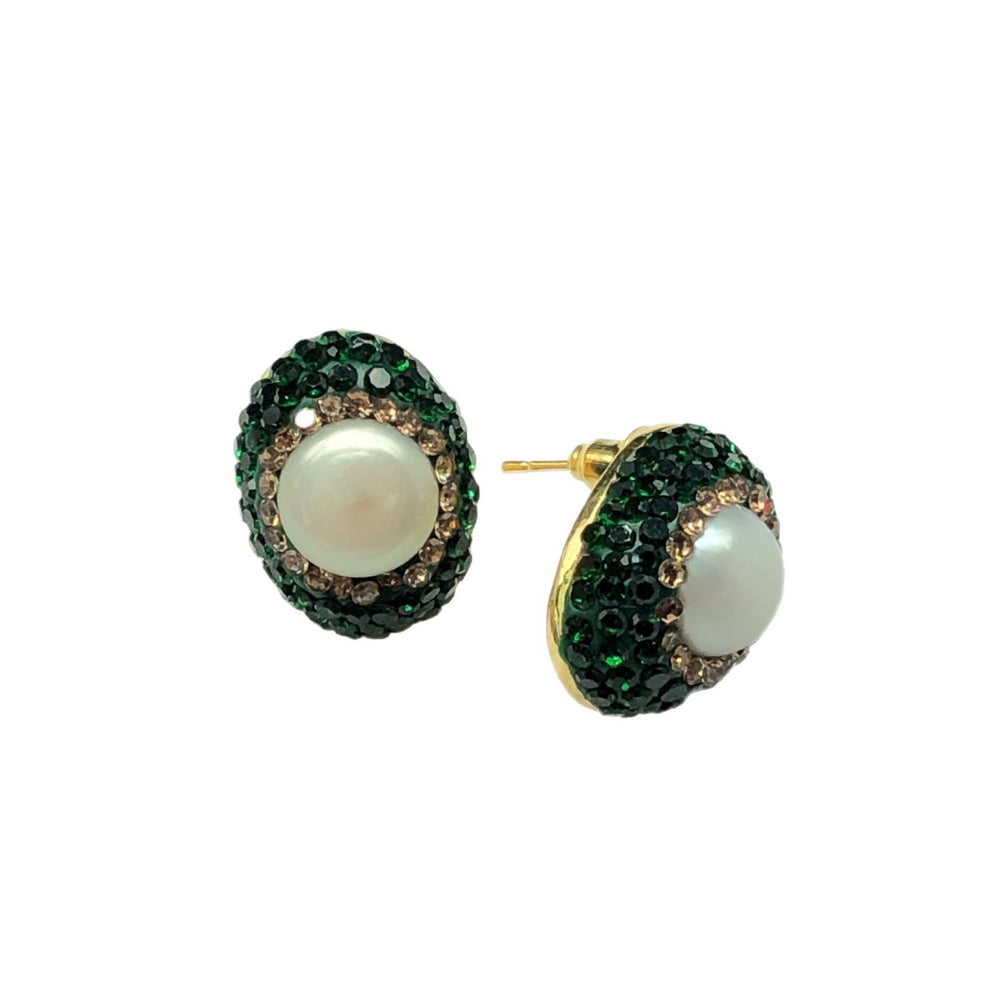 Natural Baroque Pearl Green Czech Diamond suit, Light Luxury Four-piece Jewellery.