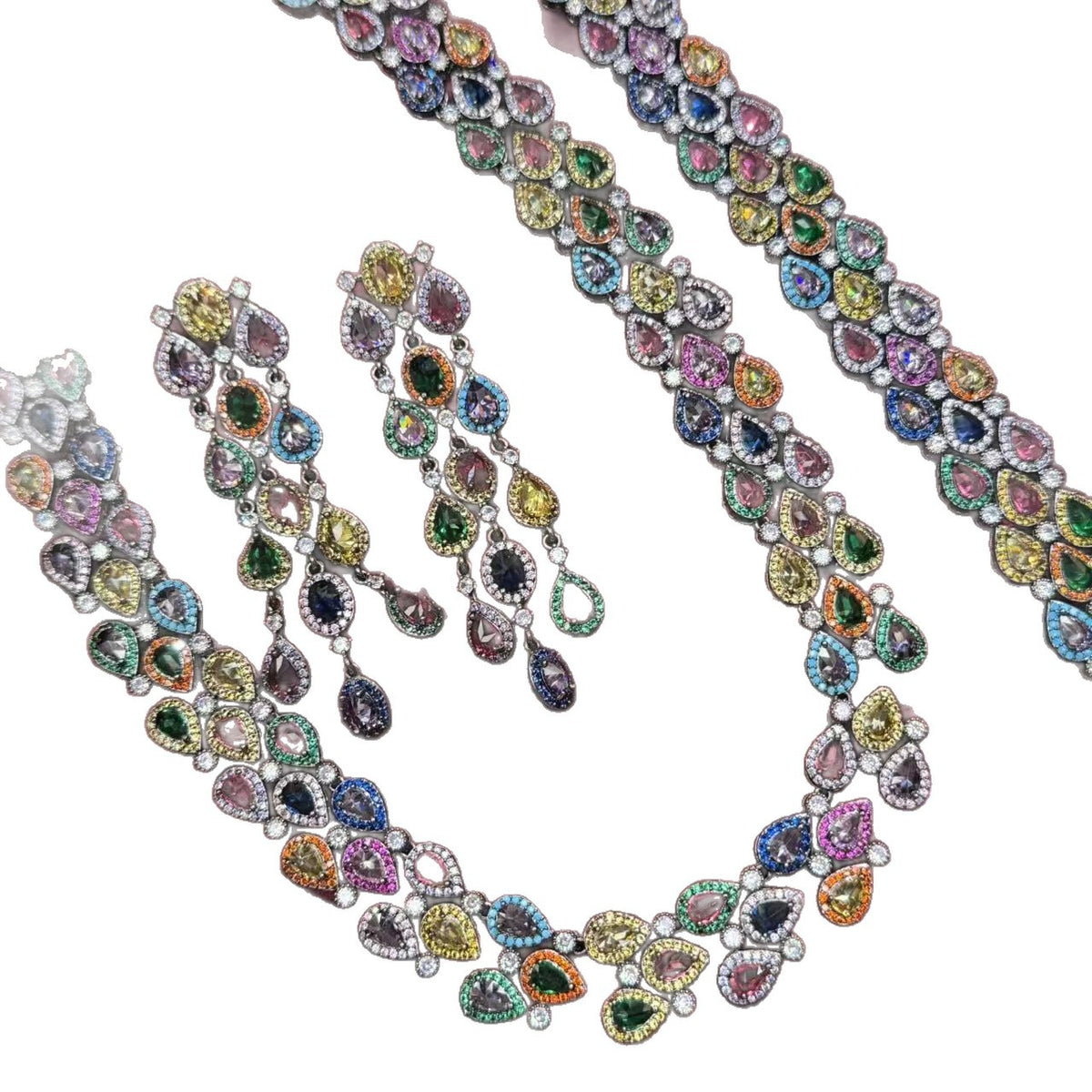 Water Drop Shape Full of Zirconia, Temperament, High-End Luxury Necklace jewellery Set