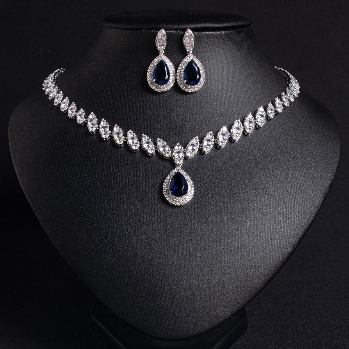 suit Water Drop Necklace and Earrings Zircon jewellery set Accessories