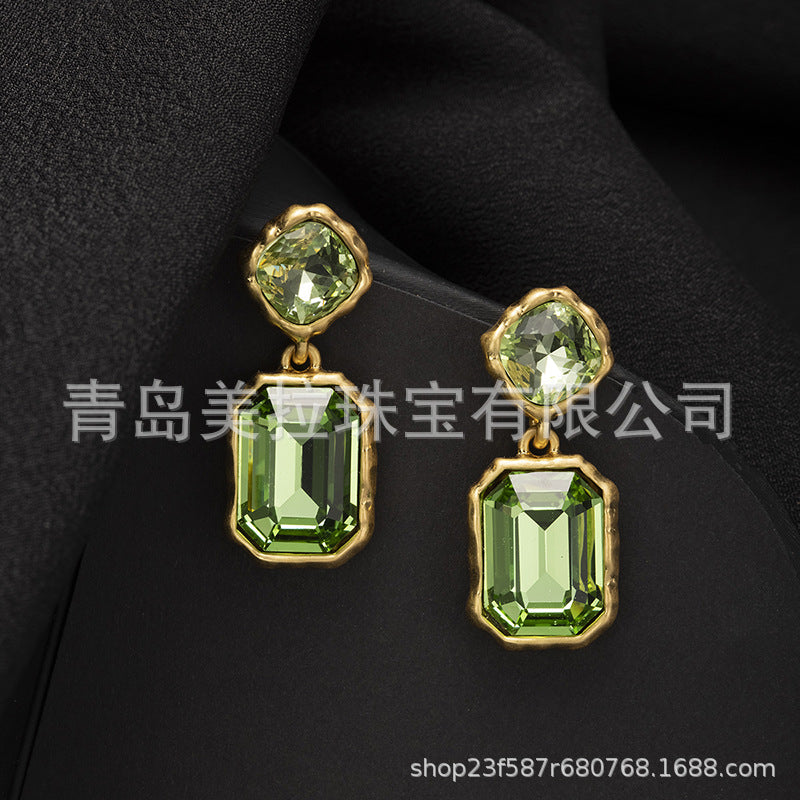 Oscardelarenta new crystal sugar vintage earrings niche design geometric simple fashion high sense