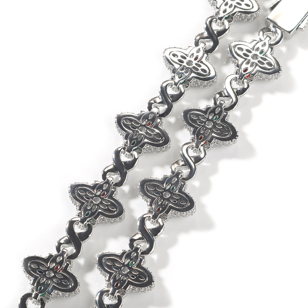 Four-Leaf Bracelet Fashionable Trendy Cool Handsome High-End 5A Zircon Colorful necklace .