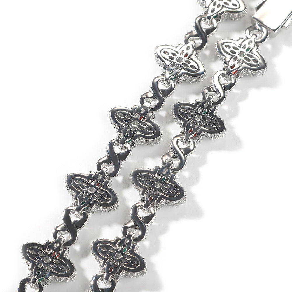 Four-Leaf Bracelet Fashionable Trendy Cool Handsome High-End 5A Zircon Colorful necklace .