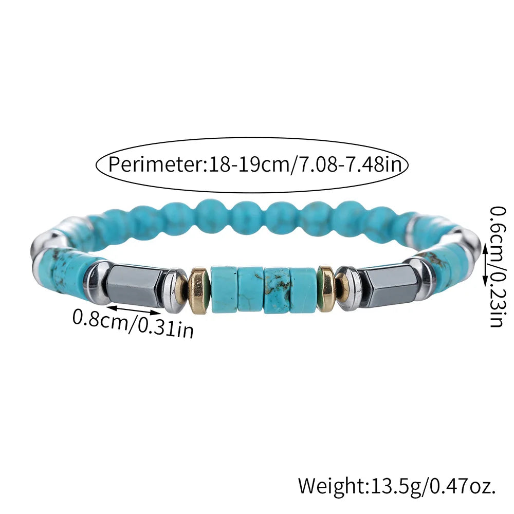 Imitation Natural Blue Stone Bead Bracelet Fashion Men Summer Jewellery.