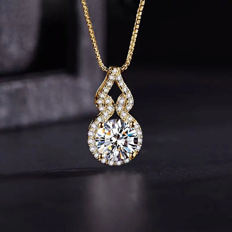 Real 925 Sterling Silver D Color Moissanite Infinity Necklace Luxury Gourd Shape Jewelry.