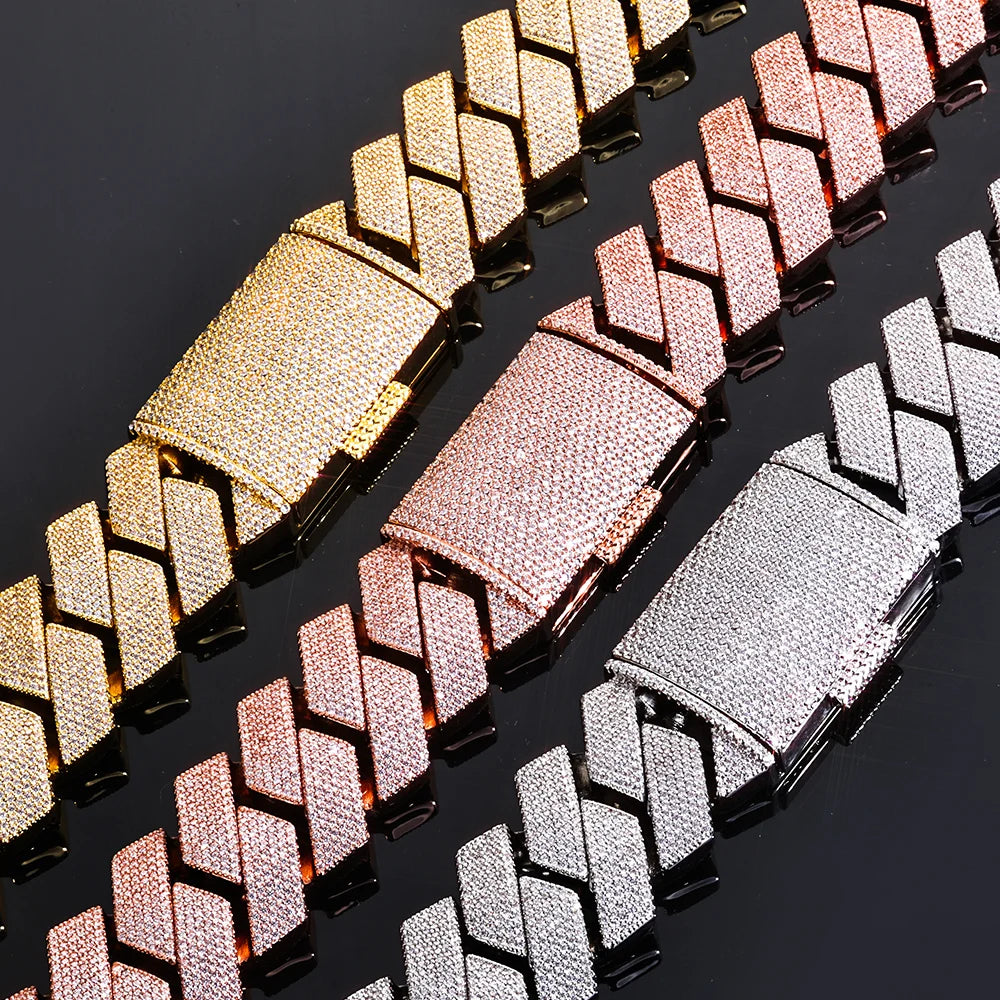 Hip Hop Jewelry Men Iced Out Chains Big Heavy 25mm Six Rows Cz Stone Cuban Link Chain High Quality Bling Necklace 