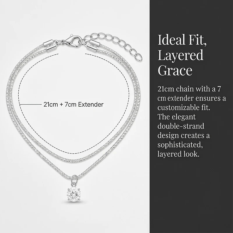 Adjustable Double Layer Cubic Zirconia Six Prong Anklet Summer Beach Waterproof Foot Jewellery.