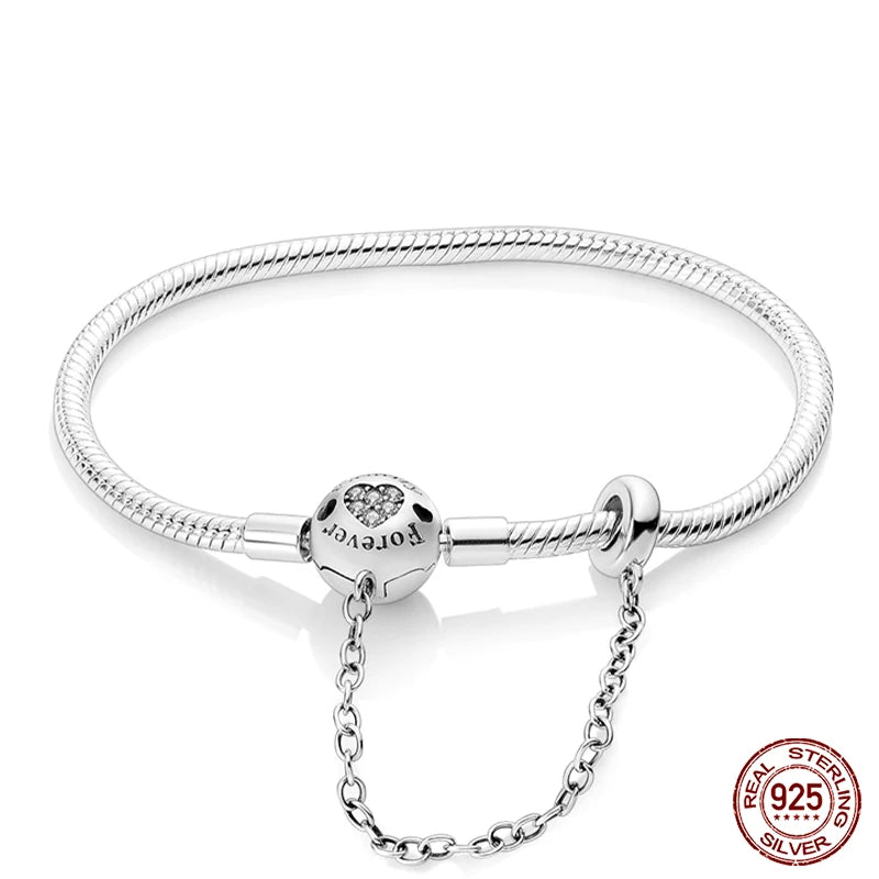 Bracelet Silver 925 Original Star Moon Sun Four Leaf Clover Green Zircon Bracelets Jewellery.