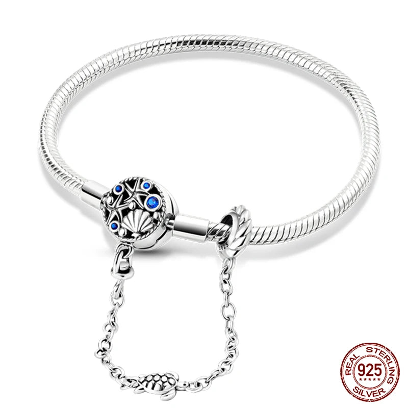 Bracelet Silver 925 Original Star Moon Sun Four Leaf Clover Green Zircon Bracelets Jewellery.