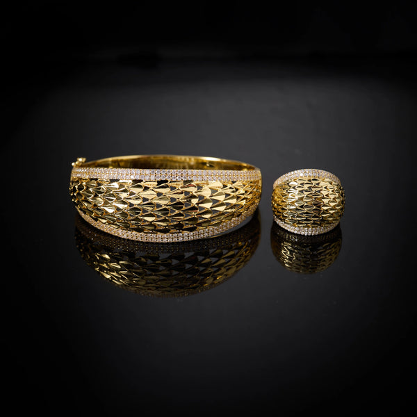 Bangle Set For Women Cubic Zircon Bangle Ring Wide Bracelet Jewellery. Alternate View
