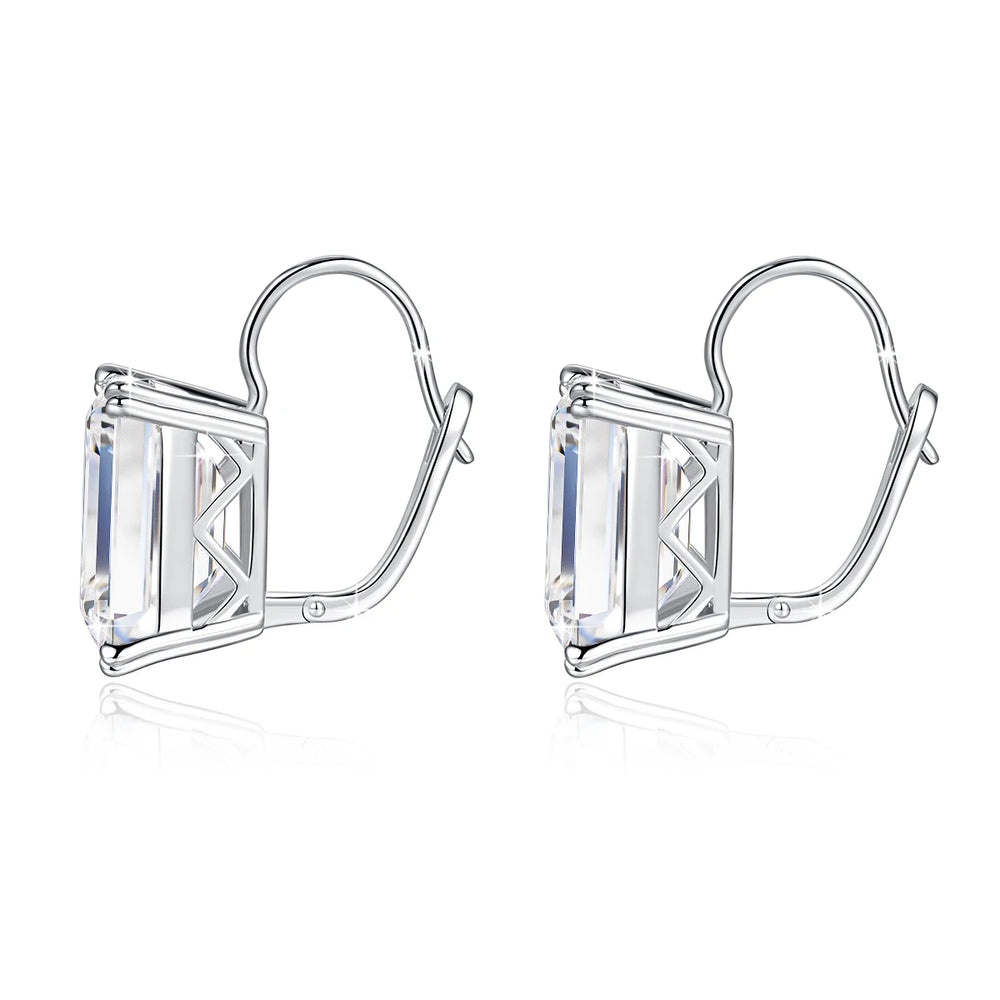 925 Sterling Silver 10*14mm Emerald Moissanite Clip Earrings perfect Jewelry gift.