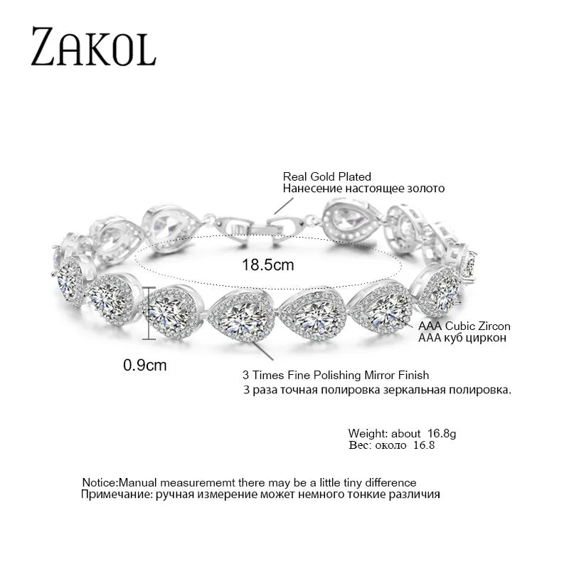 Luxury Geometric Water Drop Zirconia Bracelets for Elegant Women Full Crystal Charm Bracelet Jewellery.
