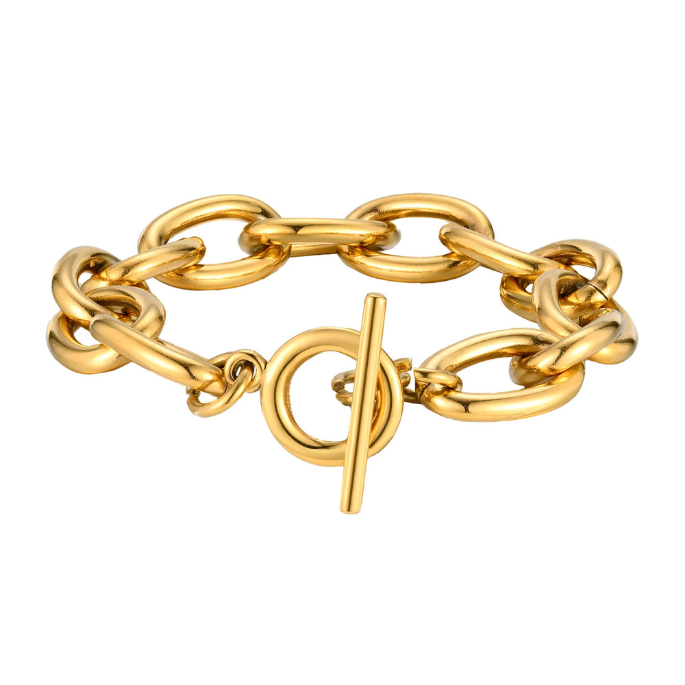 Chunky Bold Bracelets, Stainless Steel, Bracelet Gold Plated Tarnish Free.