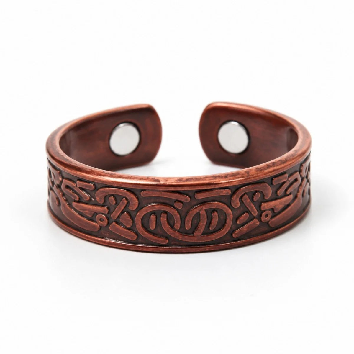 Copper Plating Retro Simple Double Ring Pattern Magnetic Energy Ring Bracelet Gift Set.